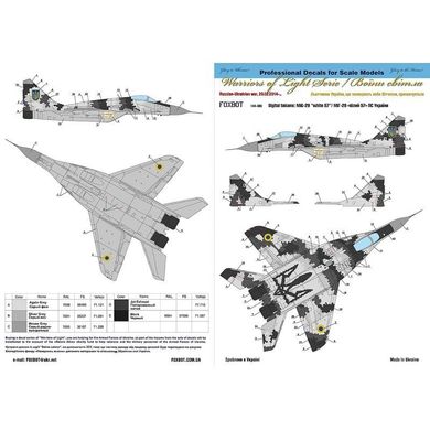 Декаль 1/144 МіГ-29 9-13 ВПС України, цифровий камуфляж Foxbot 144-03, Немає в наявності