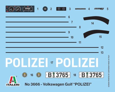 Збірна модель 1/24 автомобіль VW Golf Police Italeri 3666