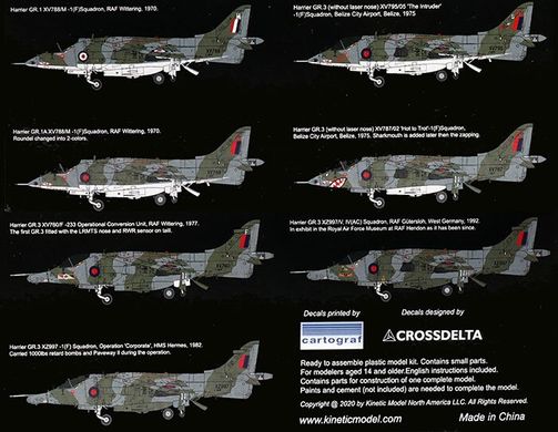 Збірна модель 1/48 літак Harrier GR1/GR3 Kinetic 48060