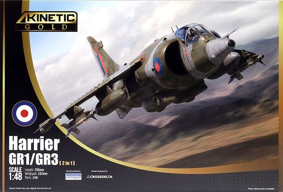 Сборная модель 1/48 самолет Harrier GR1/GR3 Kinetic 48060