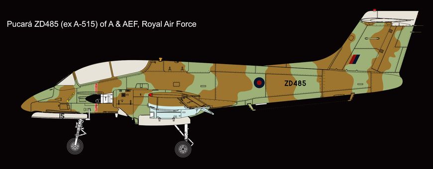 Сборная модель 1/48 штурмовик и противопартизанский самолет IA-58 IA-58 Pucara in RAF Service Kinetic 48142