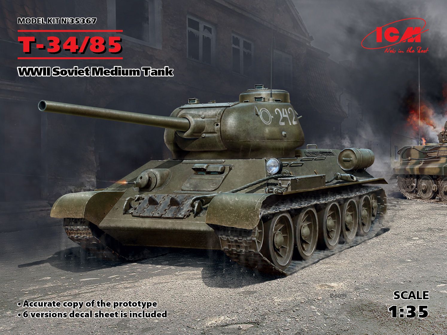 World War II Russian T-34 Style Grey Camo Plastic Tank