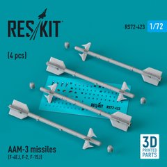 Масштабная модель 1/72 Ракеты AAM-3 (4 шт.) (F-4EJ, F-2, F-15J) (3D Printed) Reskit RS72-0423, В наличии