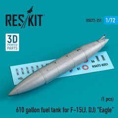 Scale Model F-15(J, DJ) "Eagle" 610 Gallon Fuel Tank (3D Print) (1/72) Reskit RSU72-0251, In stock