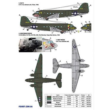 Декаль 1/144 Douglas C-47 Skytrain/Dakota Pin-Up Nose Art Foxbot 144-04, В наявності