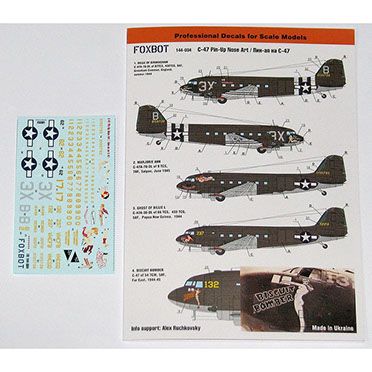 Декаль 1/144 Douglas C-47 Skytrain/Dakota Pin-Up Nose Art Foxbot 144-04, В наличии