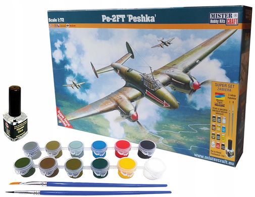 Стартовий набір для моделізму 1/72 штурмовик Pe-2FT 'Peshka' MisterCraft E26s