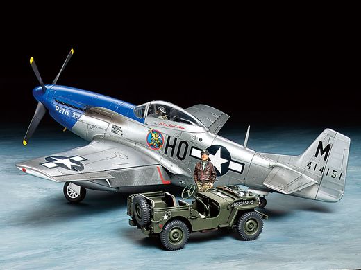 Збірна модель 1/48 літак P-51D MUSTANG & 1/4-TON 4x4 Light Transport Tamiya 25205