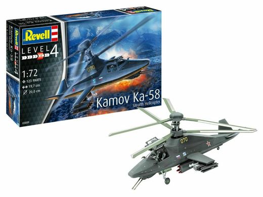 Assembled helicopter model 1/72 Kamov Ka-58 Stealth Helicopter Revell 03889