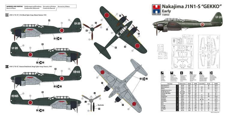 Збірна модель 1/72 літак Nakajima J1N1-S "GEKKO" Early Hobby 2000 72053