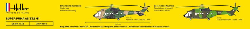Assembled model 1/72 helicopter AS 332 M1 Super Puma Heller 80367