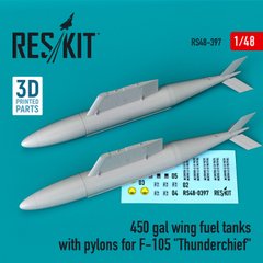 Масштабна модель 1/48 450 gal wing паливні баки з пілонами для F-105 "Thunderchief" (2 шт.) Reskit RS48-0397, В наявності