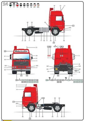 Сборная модель 1/32 грузовик Volvo F12-20 Globe Trotter & Container Semi Trailer Heller 81702