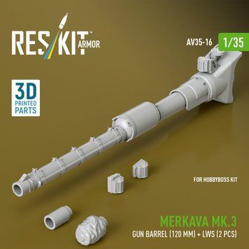 Scale model 1:35 Merkava Mk.3 gun barrel (120 mm) + LWS (2 pcs.) for HobbyBoss Reskit AV35-0016 set
