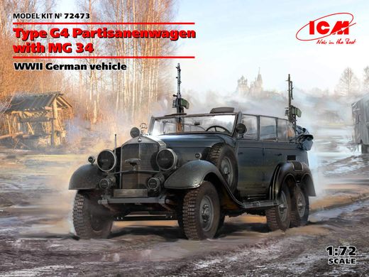 Сборная модель 1/72 Тип G4 Partisanenwagen из MG 34, немецкий автомобиль 2 Мировой войны ICM 72473