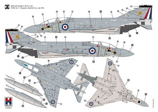 Сборная модель 1:72 самолет F-4K Phantom FG.1 Late Vol.1 Hobby 2000 72081