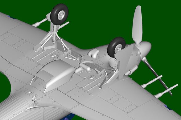 Assembled model 1/48 British single-engine fighter Hurricane Mk. II C HobbyBoss 81778