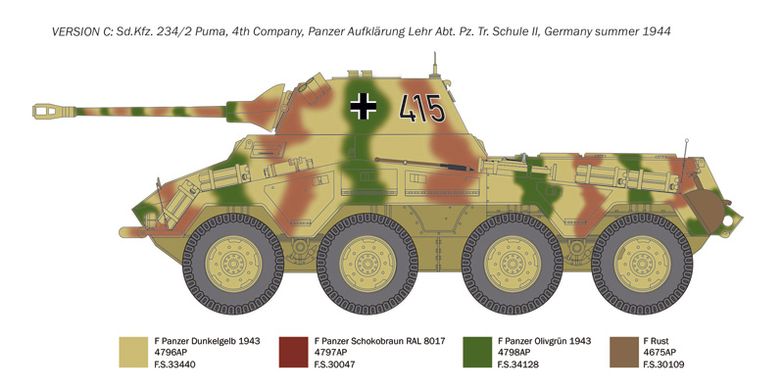 Збірна модель 1/35 бронеавтомобіль Sd.Kfz.234/2 Puma Italeri 6572