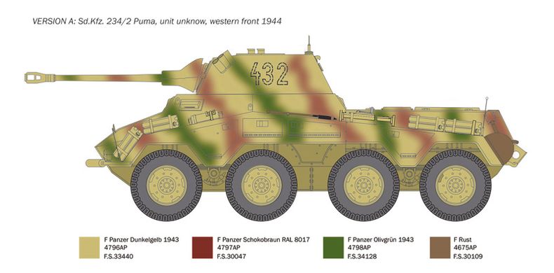 Сборная модель 1/35 бронеавтомобиль Sd.Kfz.234/2 Puma Italeri 6572