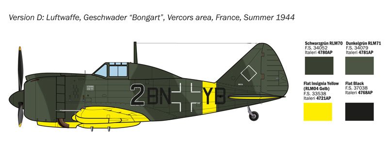 Збірна модель 1/72 винищувач-бомбардувальник Reggiane Re.2002 Ariete Italeri 1472