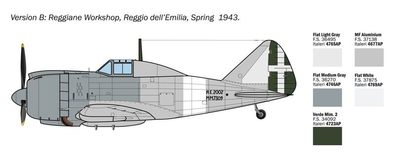 Збірна модель 1/72 винищувач-бомбардувальник Reggiane Re.2002 Ariete Italeri 1472