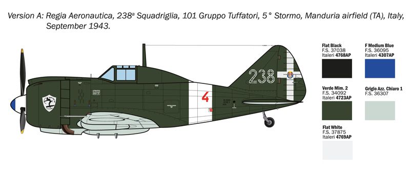 Збірна модель 1/72 винищувач-бомбардувальник Reggiane Re.2002 Ariete Italeri 1472