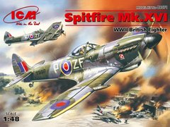 Assembled model 1/48 aircraft Spitfire Mk.XVI, British fighter of World War 2 ICM 48071