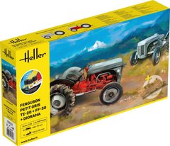 Prefab model 1/24 tractor Ferguson Petit Gris TE-20 + FF-30 + diorama Starter set Heller 52326