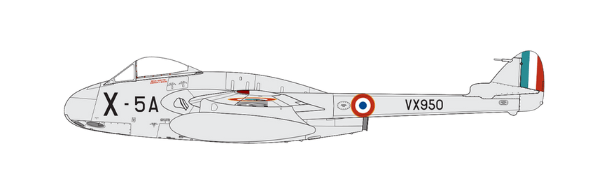 Сборная модель 1/48 - реактивный истребитель de Havilland Vampire FB.5/FB.9 Airfix A06108