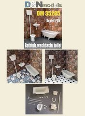 Prefab model 1/35 bath + sink + toilet, resin DAN Models 35285