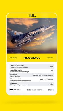 Assembled model 1/72 aircraft Mirage 2000 C Heller 80303