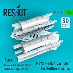 Масштабна модель Рельсова установка M272 - 4 для ракет Hellfire (2 шт.) (1/35) Reskit RS35-0022, Немає в наявності