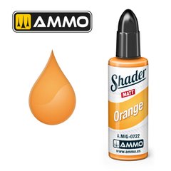 Акрилова матова фарба для нанесення тіней оранжева Orange Matt Shader Ammo Mig 0722