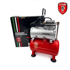 Piston air compressor Typhoon, 1/6 hp. - 220-240 V 50 Hz with an air tank of 3 liters. TITANS HOBBY TTH027