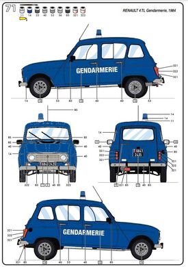 Сборная модель 1/24 авто Gendarmerie Set Renault Estafette + Renault 4TL Стартовый набор Heller 52325