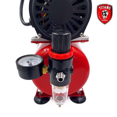 Piston air compressor Typhoon, 1/6 hp. - 220-240 V 50 Hz with an air tank of 3 liters. TITANS HOBBY TTH027