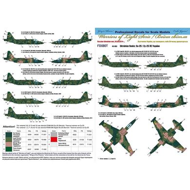 Decal 1/48 Ukrainian Rooks: Su-25 of the Ukrainian Air Force. Foxbot 48-063, In stock