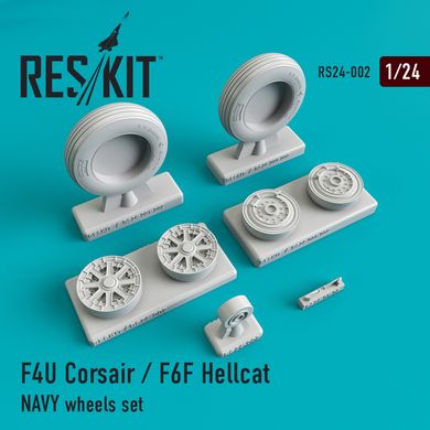 Scale Model Wheel Kit F4U Corsair / F6F Hellcat NAVY (1/24) Reskit RS24-0002, In stock