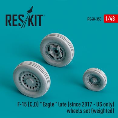Масштабная модель 1/48 комплект коліс F-15 (C,D) "Eagle" пізній (с выпуска 2017 г. - только в США) (важений) Reskit RS48-0353, В наличии