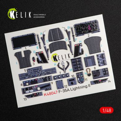 F-35A "Lightning II" Interior 3D Stickers for Kit Kitty Hawk (1/48) Kelik K48047, In stock