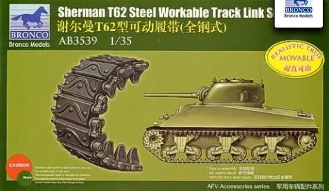 Scale model 1/35 track set for Sherman T62 Bronco AB3539, In stock