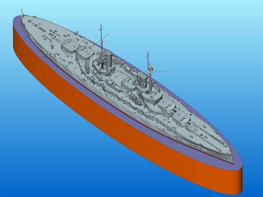 Assembled model 1/700 Kronprinz (Full hull and waterline), German battleship ICВ ICM S