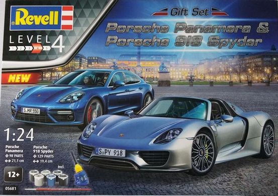 Сборная модель автомобиля Gift Set Porsche Panamera & Porsche 918 Spyder Revell 05681 1:24