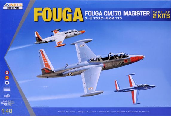 Prefab model 1/48 aircraft Fouga CM.170 Magister Pack of 2 Kits Kinetic K48051
