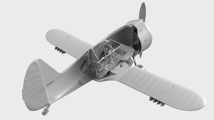 Assembled model 1/32 aircraft I-153 with Soviet pilots (1939-1942) ICM 32013