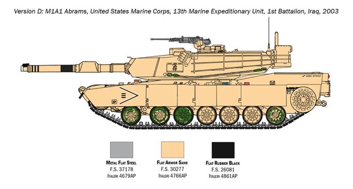 Сборная модель американского танка M1A1 Abrams (с екипажем) Italeri 6571