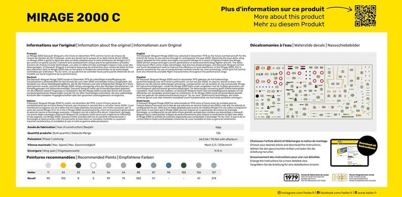Assembled model 1/72 aircraft Mirage 2000 C Heller 80303