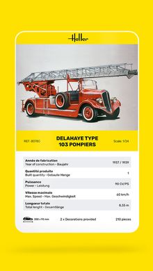 Збірна модель 1/24 авто пожежної бригади Delahaye Type 103 Pompiers Heller 80780