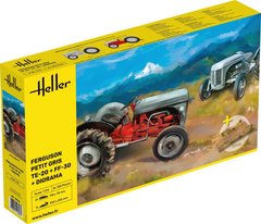 Assembled model 1/24 tractor Ferguson Petit Gris TE-20 + FF-30 + Diorama Heller 50326