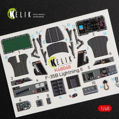 F-35B "Lightning II" Interior 3D Stickers for Kit Kitty Hawk (1/48) Kelik K48048
